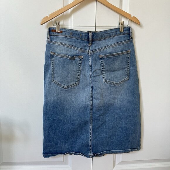 Anthropologie Pilcro & the Letterpress Denim Skirt Womens 10 Button Front Pencil - Picture 2 of 9